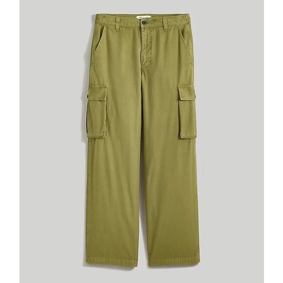 Madewell Size 27 Classic Olive Garment-Dyed Low-Slung Straight Cargo Pants - Picture 2 of 10